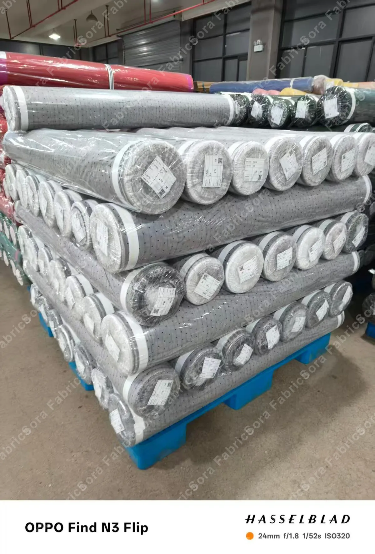 Sora Fabrics warehouse - printed fabric rolls inventory 07