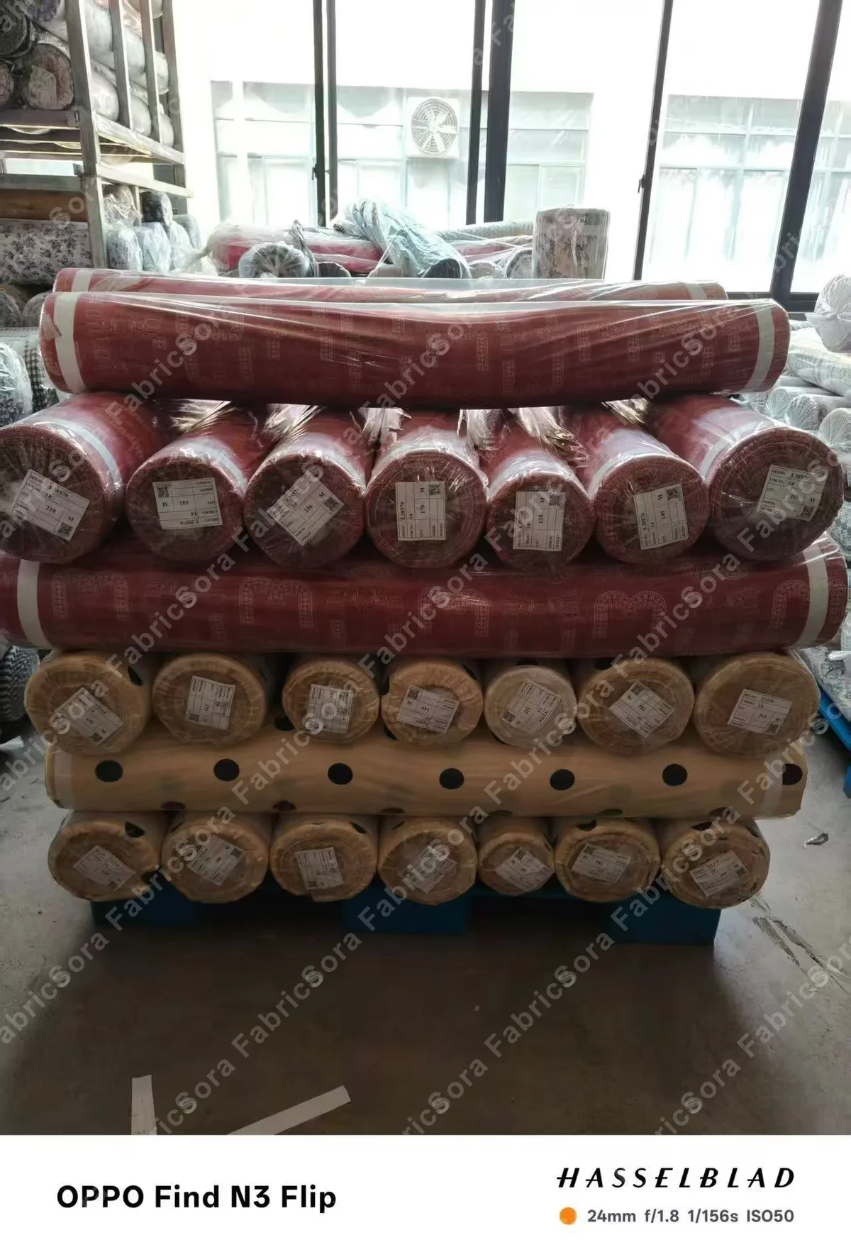 Sora Fabrics warehouse - printed fabric rolls inventory 10