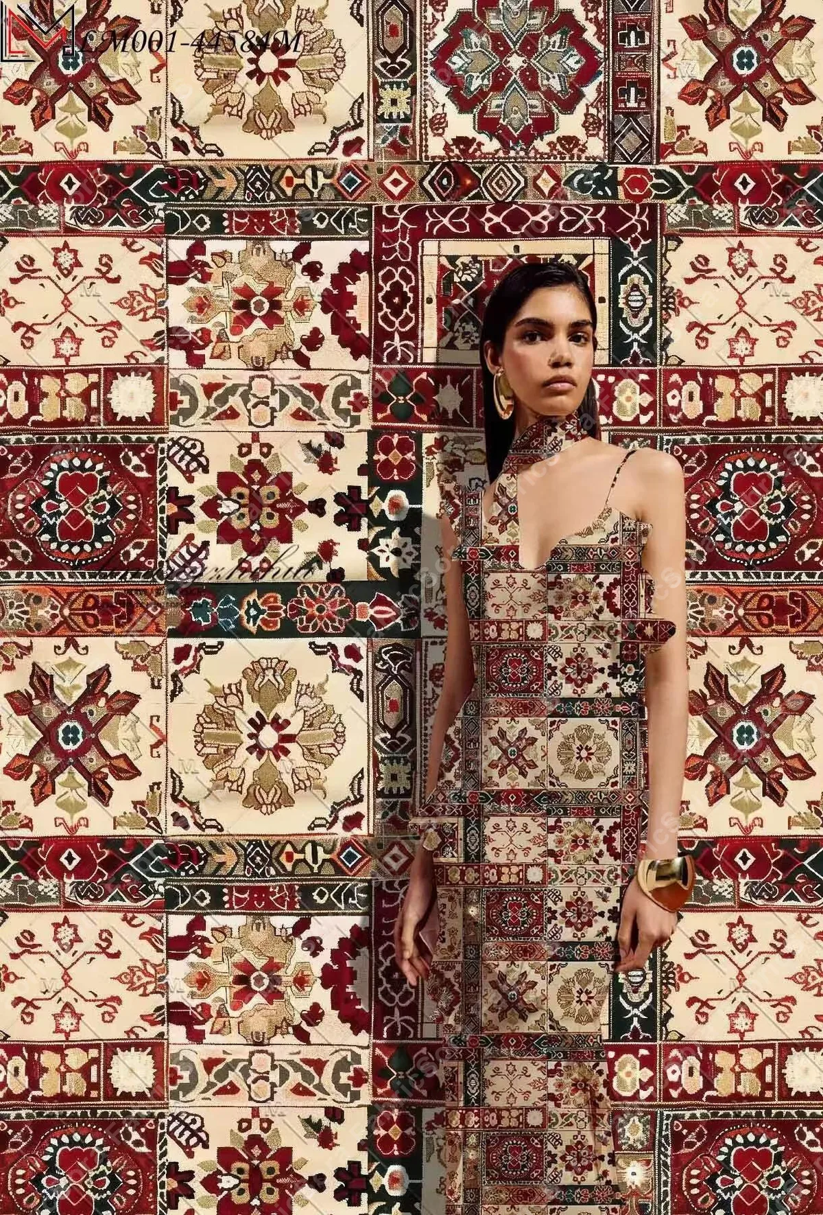 Close-up da estampa africana geométrica mostrando nitidez