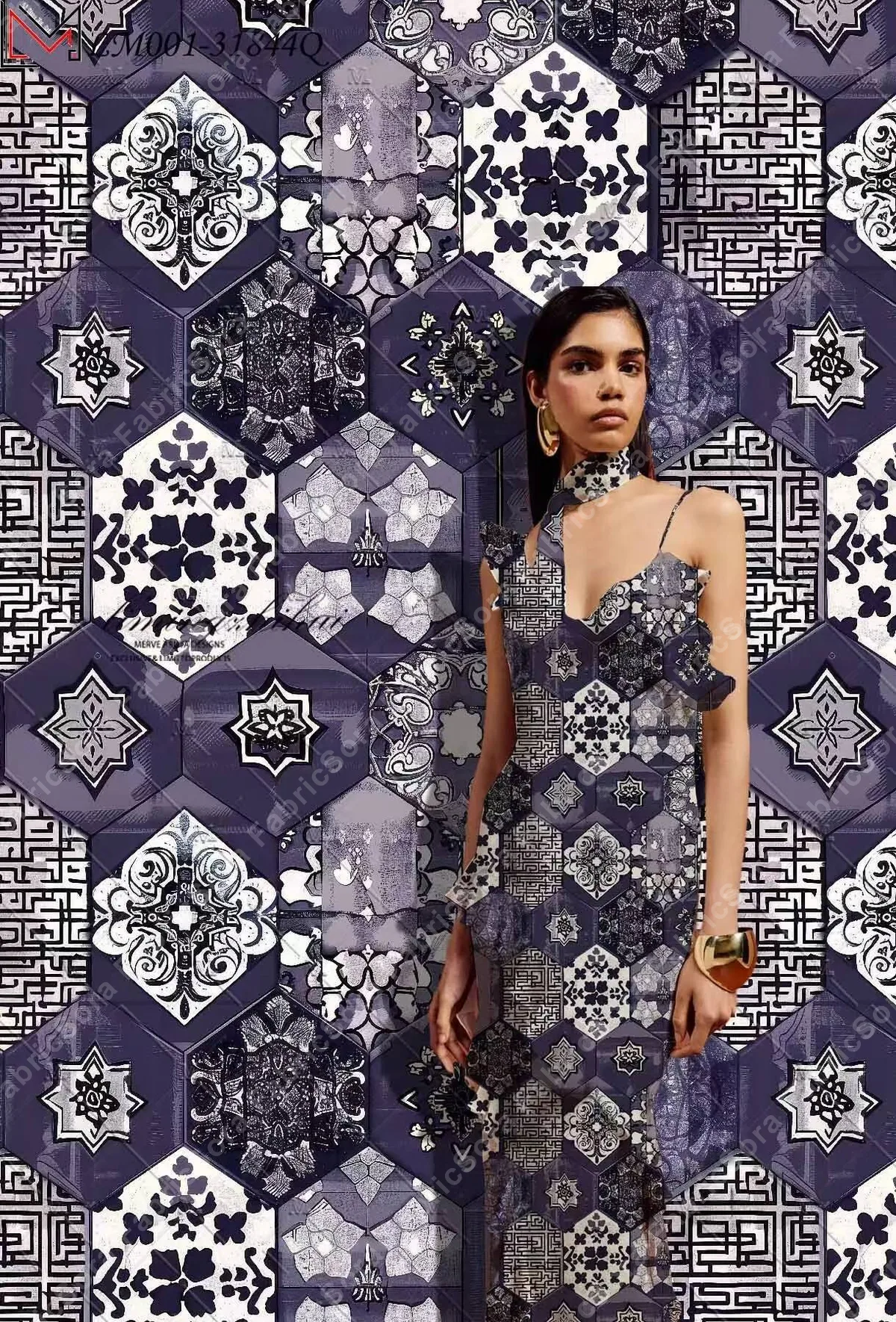 Detalhe de cor e textura da estampa africana geométrica