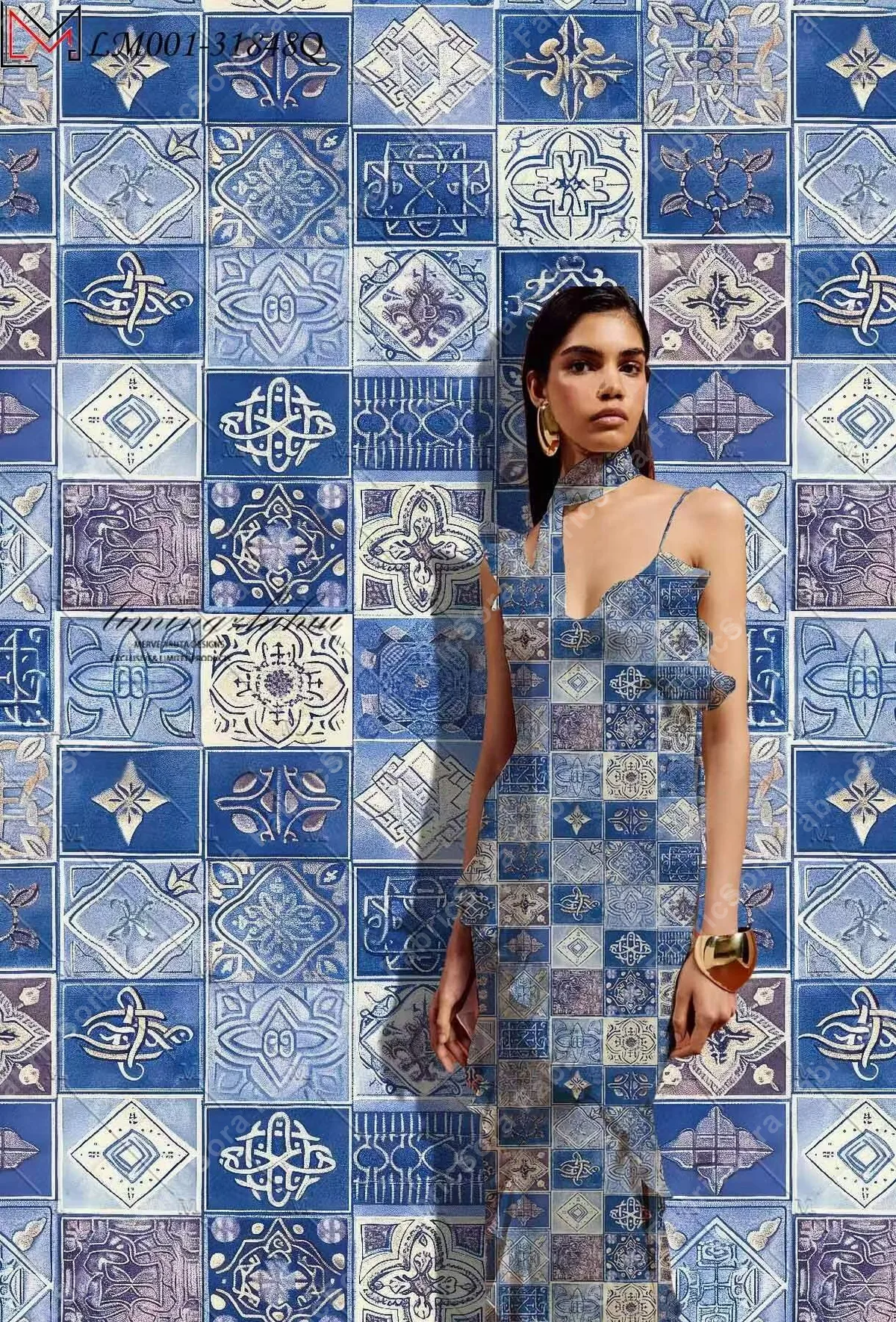 Close-up do design da estampa africana geométrica