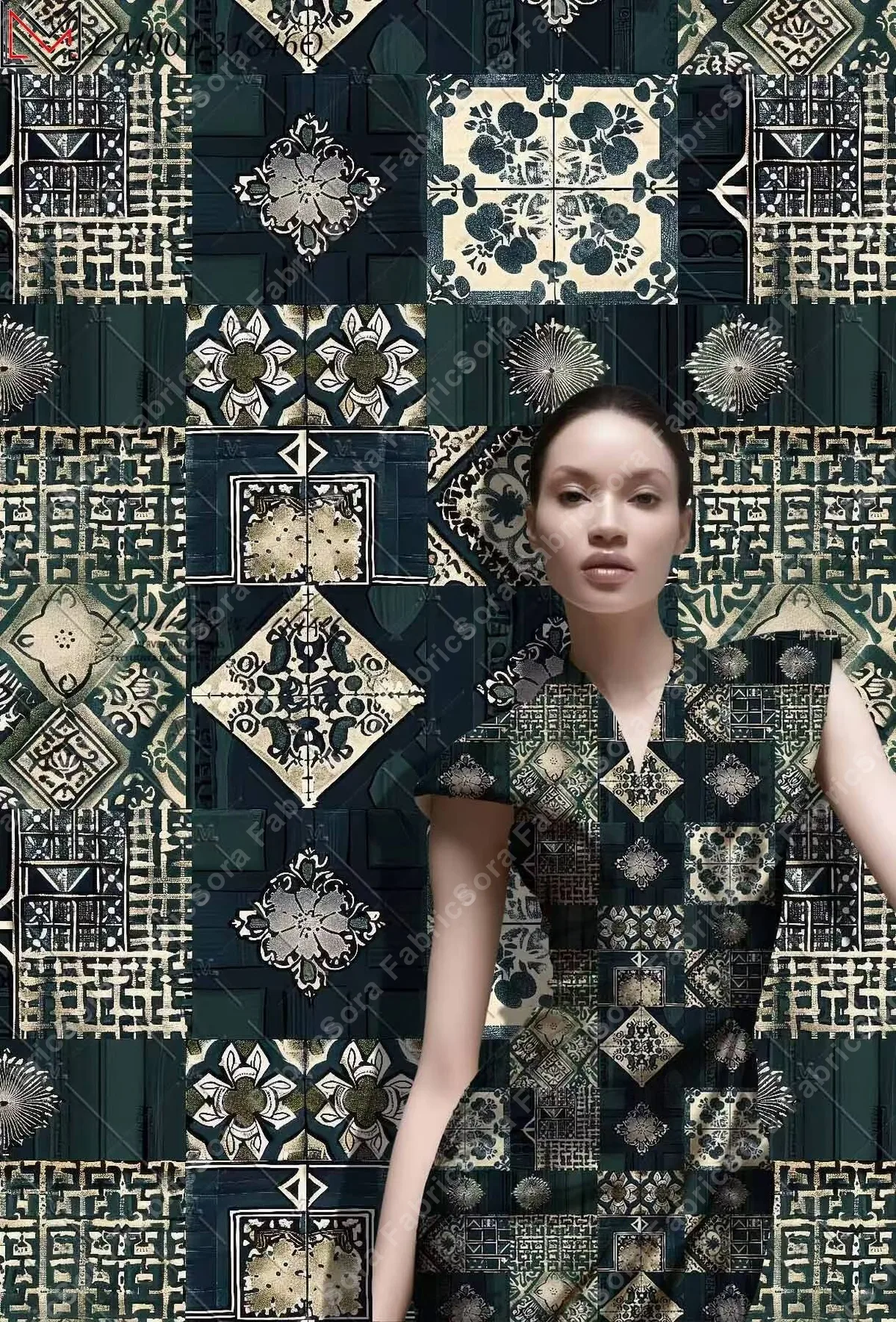 Tecido étnico africano geométrico em pronta entrega