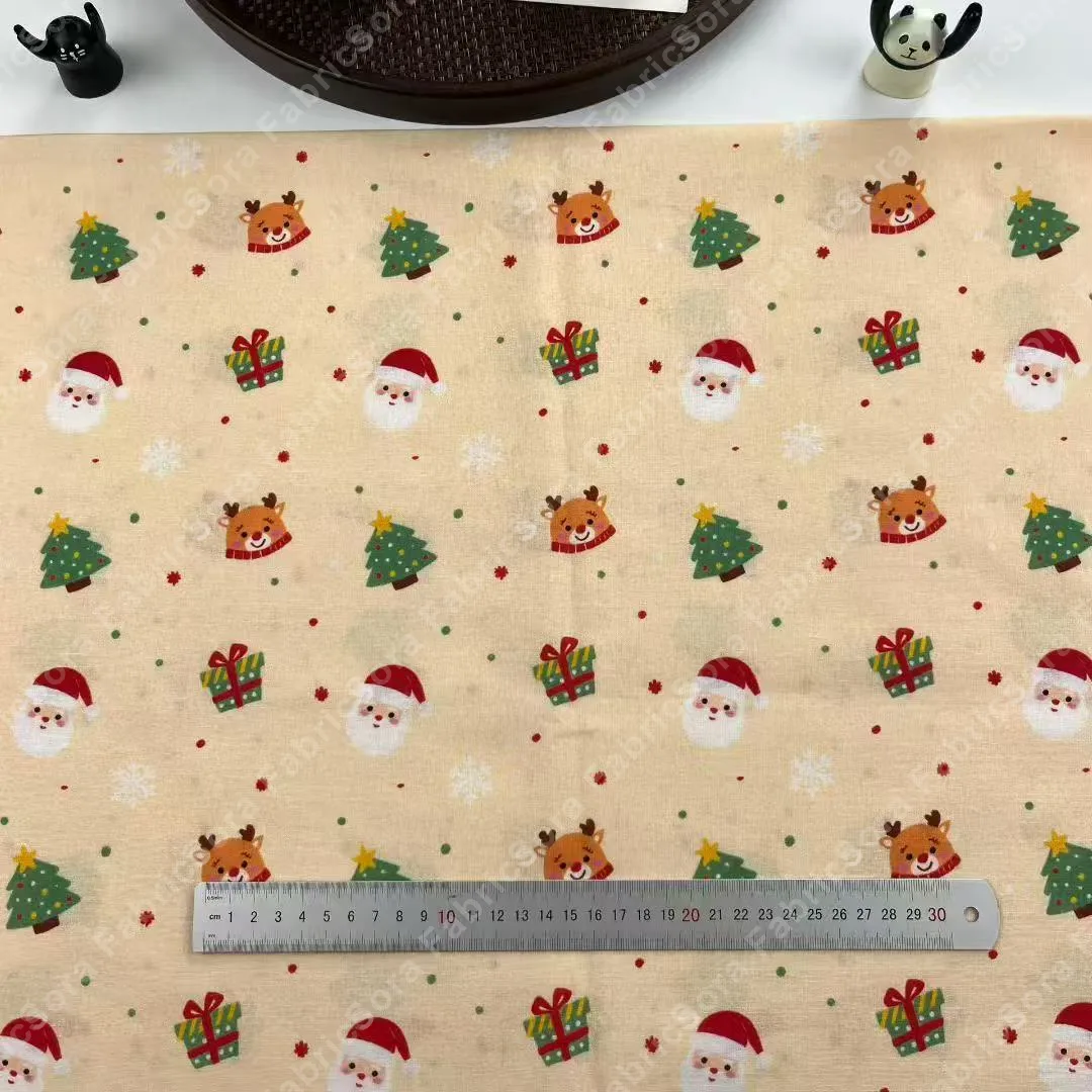 Tela cotton a cuadros navideños para mantelería
