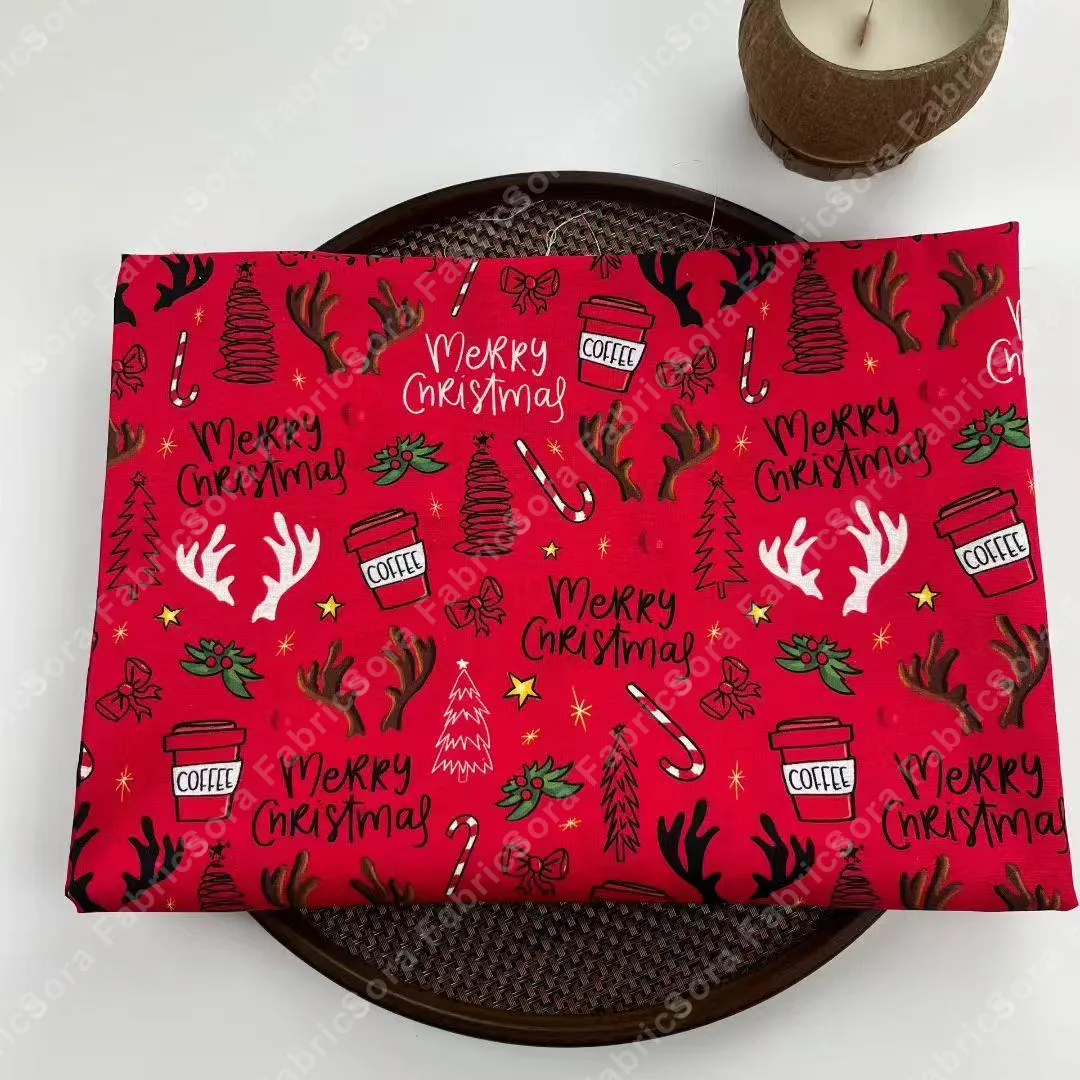 Primer plano del estampado navideño mostrando nitidez