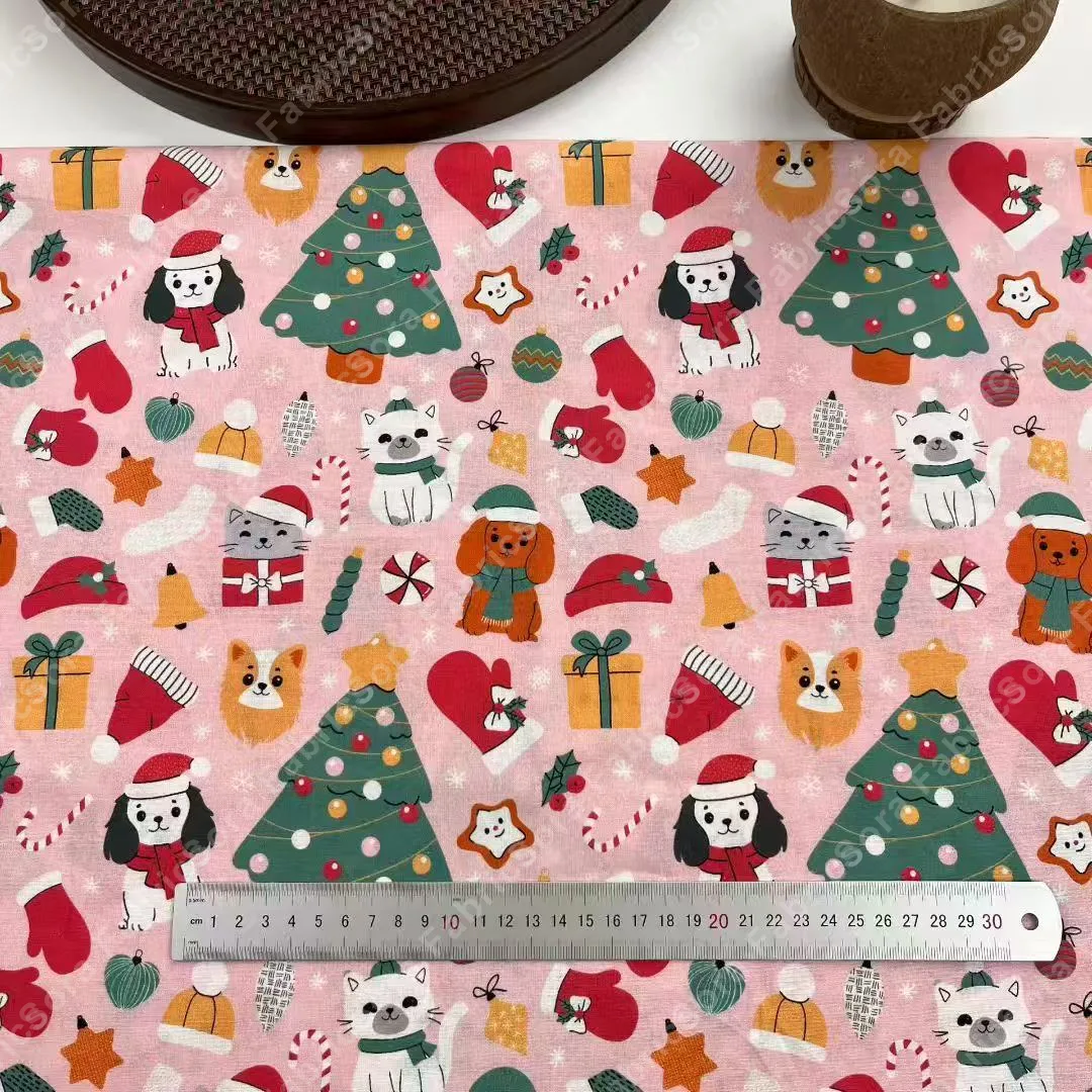 Vista de tela cotton navideña al mayoreo