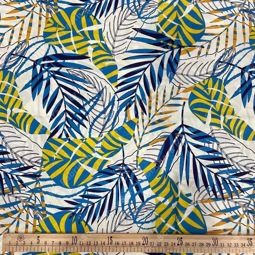 Stylized fern cotton poplin for contemporary resort wear