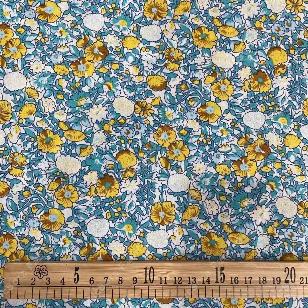 Tissu coton popeline ditsy bleu bleuet