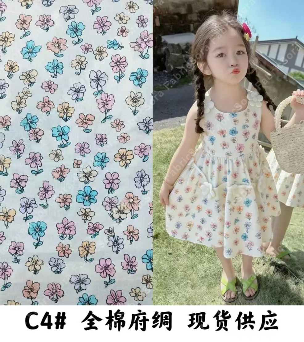 Vista em detalhe do cotton poplin estampado