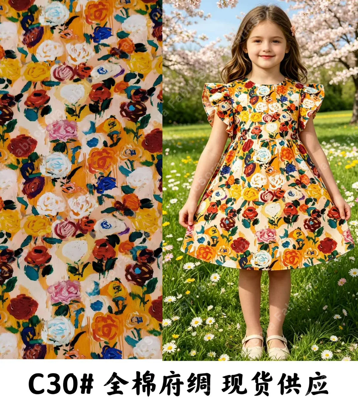 Bulk dense floral cotton poplin for summer wear