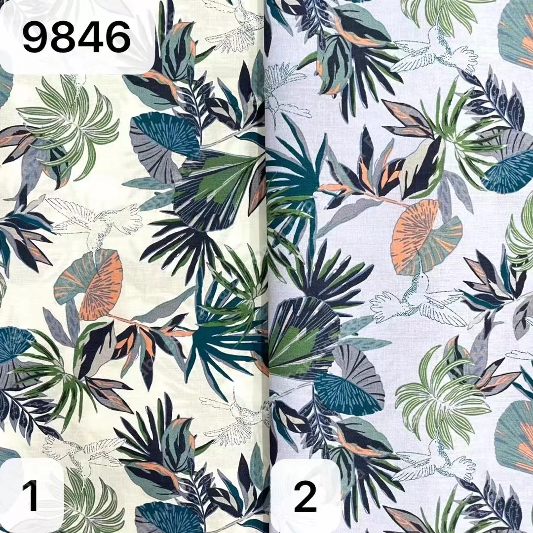 Rouleau de tissu coton popeline oiseaux tropicaux en gros disponible en stock