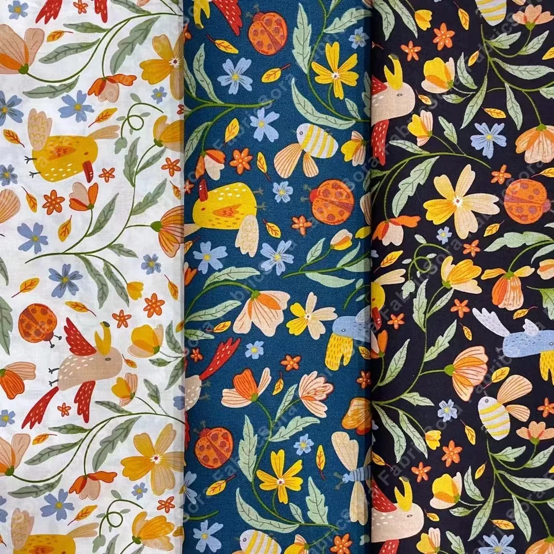 Rouleau de tissu coton popeline fantaisie en gros disponible en stock