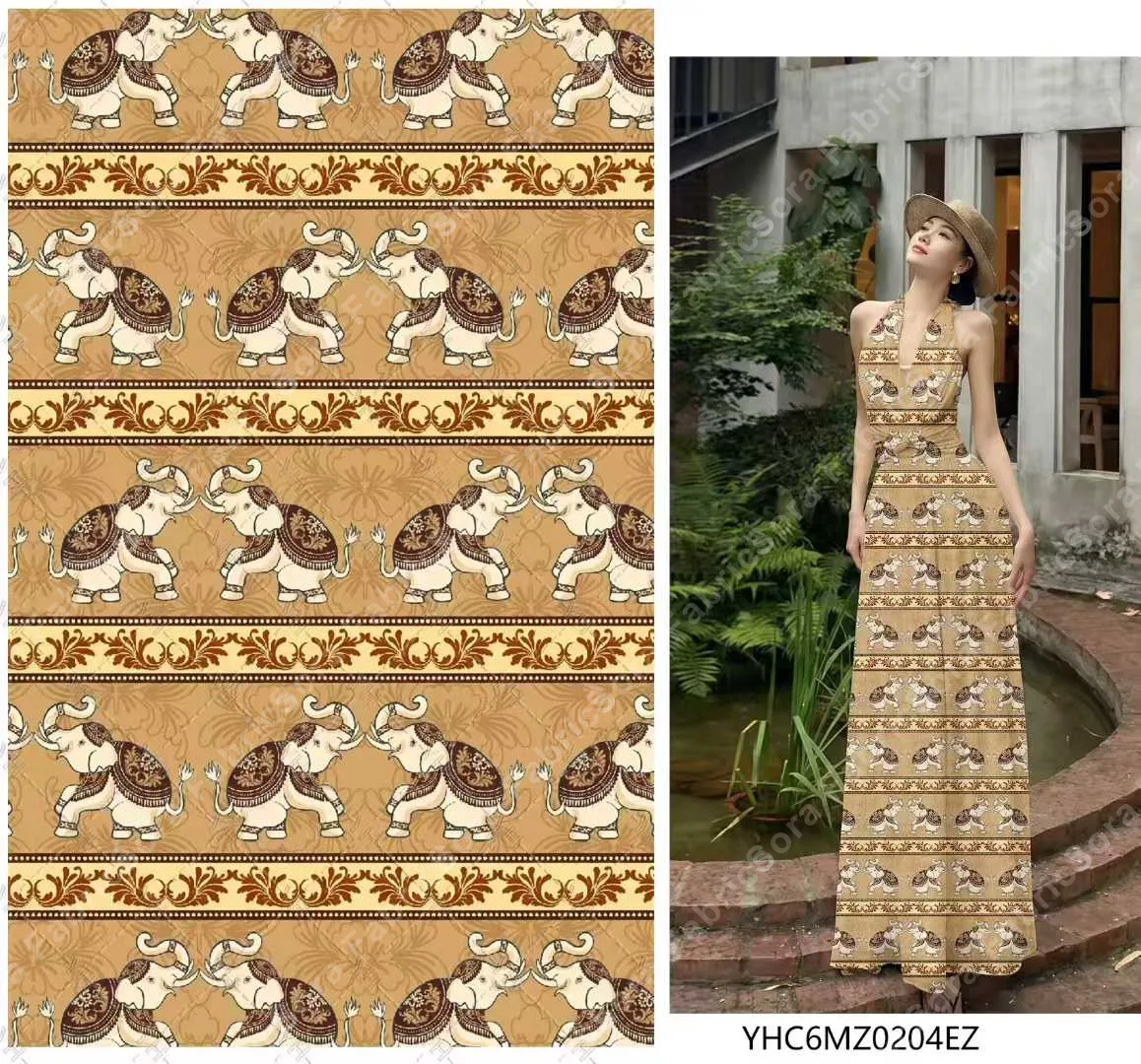 Etnik kaftan baskı kumaş detay görünümü