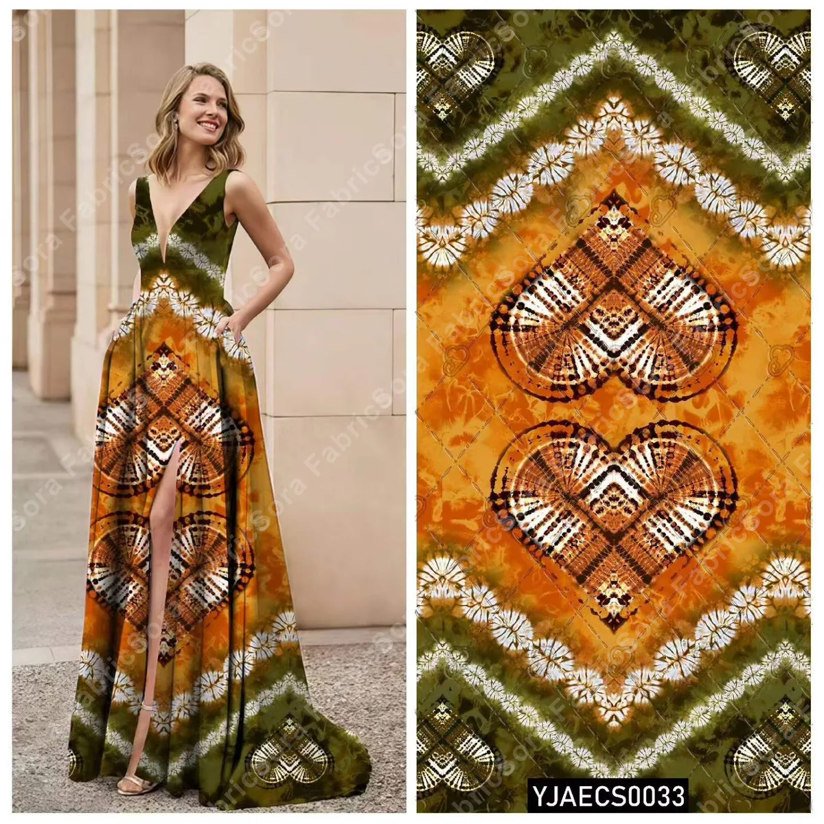 Etnik kaftan baskı toplu baskılı kumaş görünümü