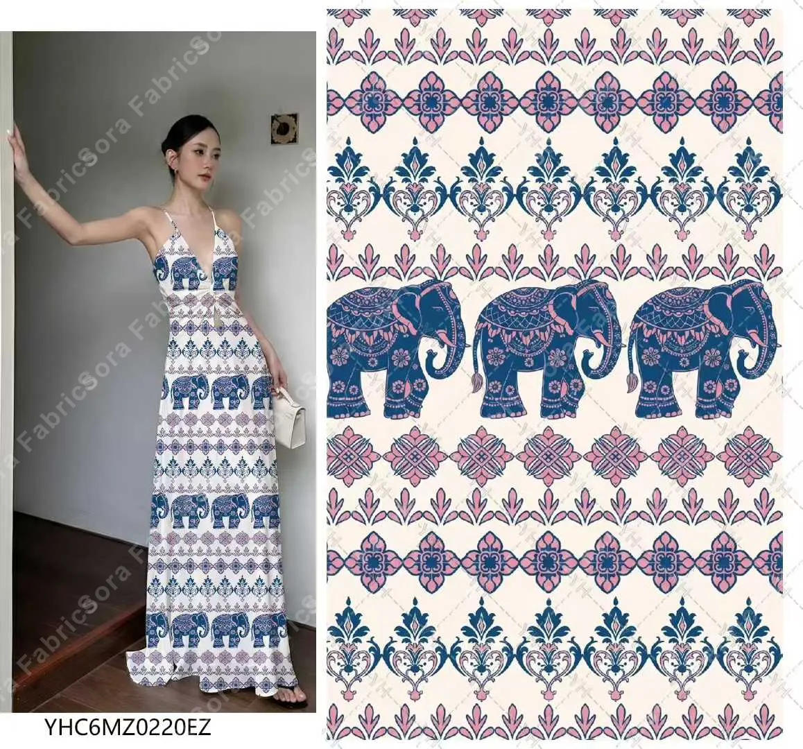 Etnik kaftan baskı fabrika direkt kumaş numunesi