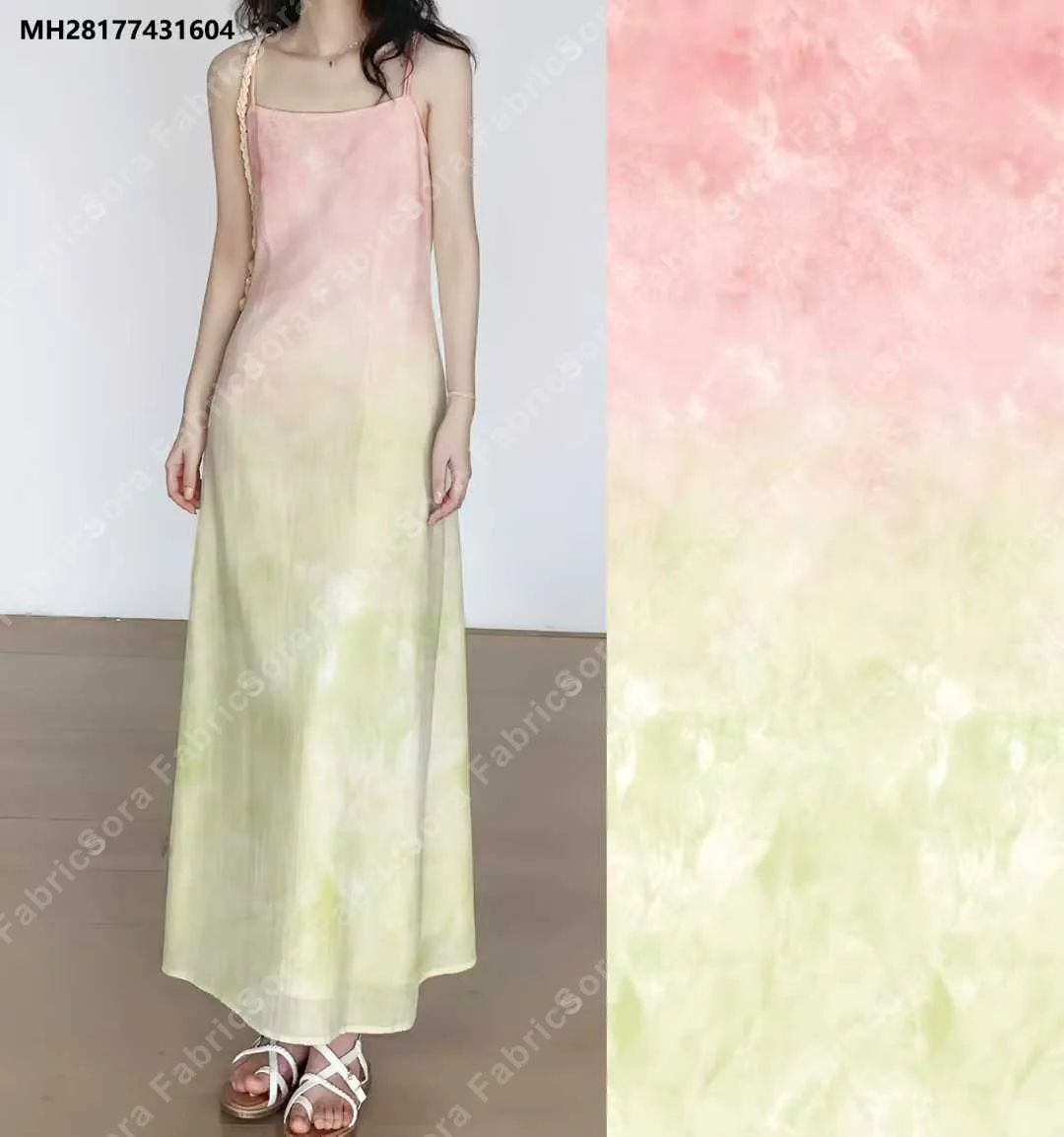 Ombre tie-dye baskı renk ve doku detayı