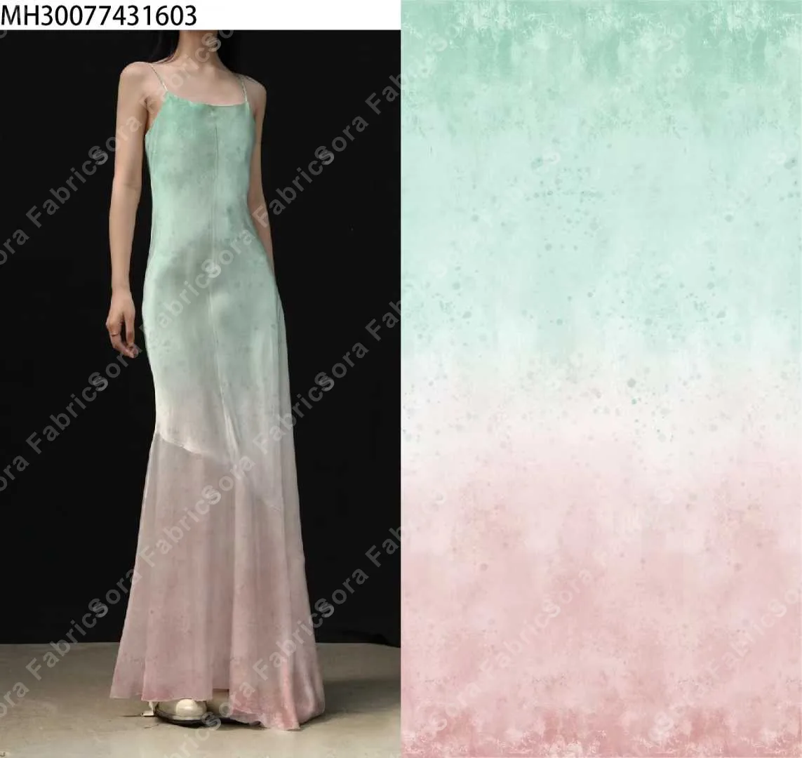 Ombre tie-dye baskı dokuma kumaş düşüş detayı