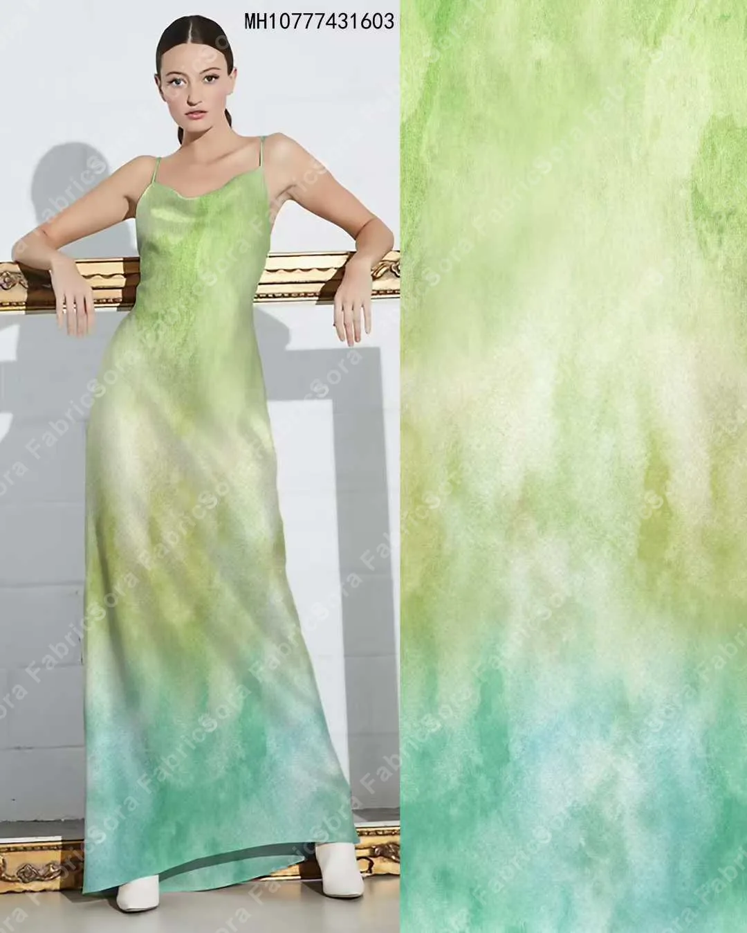 Ombre tie-dye baskı toptan kumaş rulosu yakın çekim