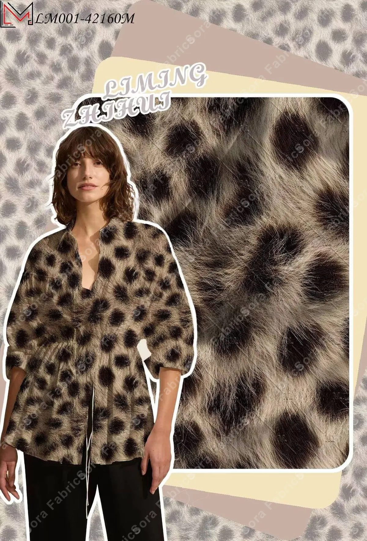 Primer plano de rayon viscose leopardo mostrando el detalle de manchas