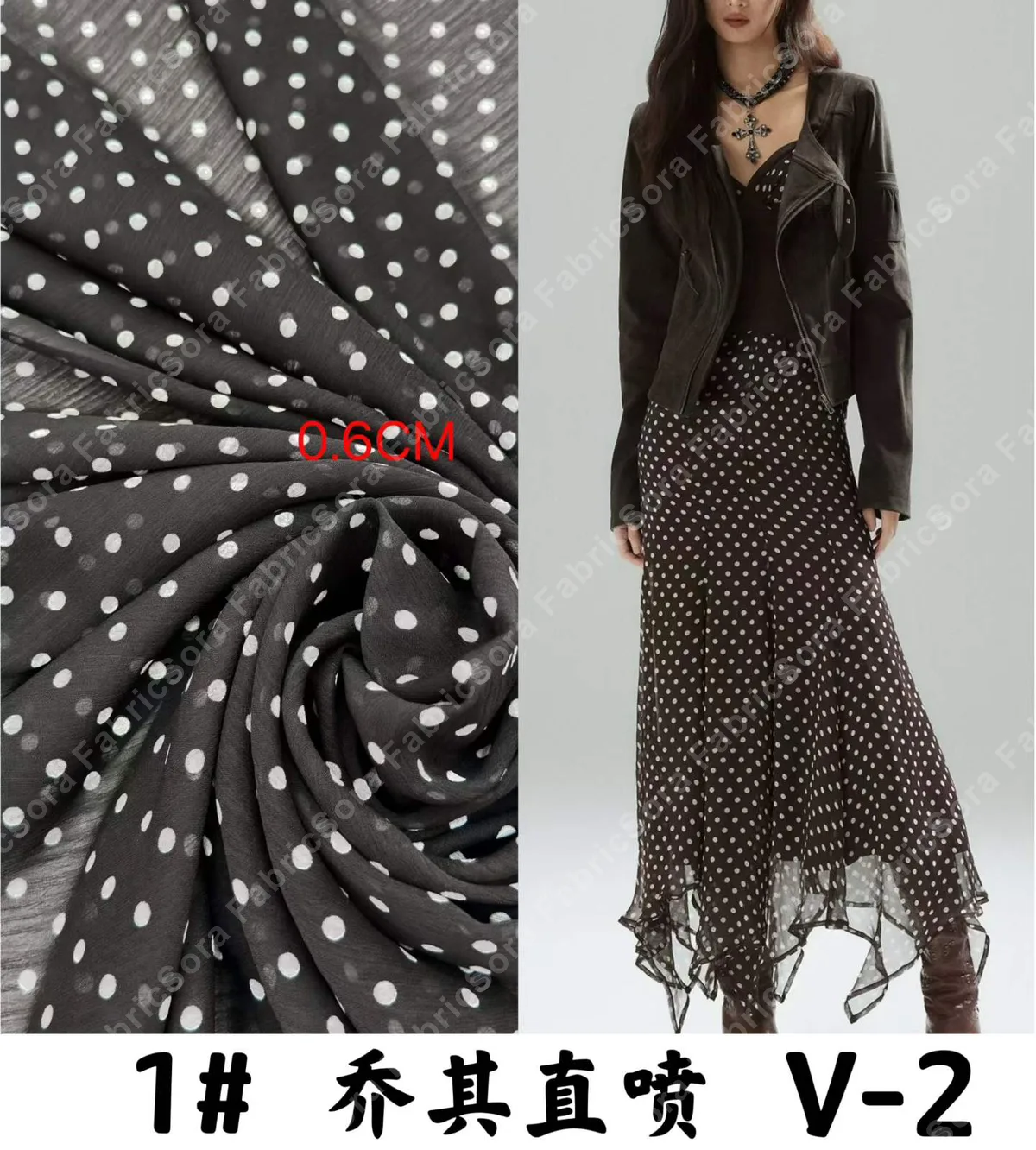 Close-up da estampa de poás mostrando nitidez