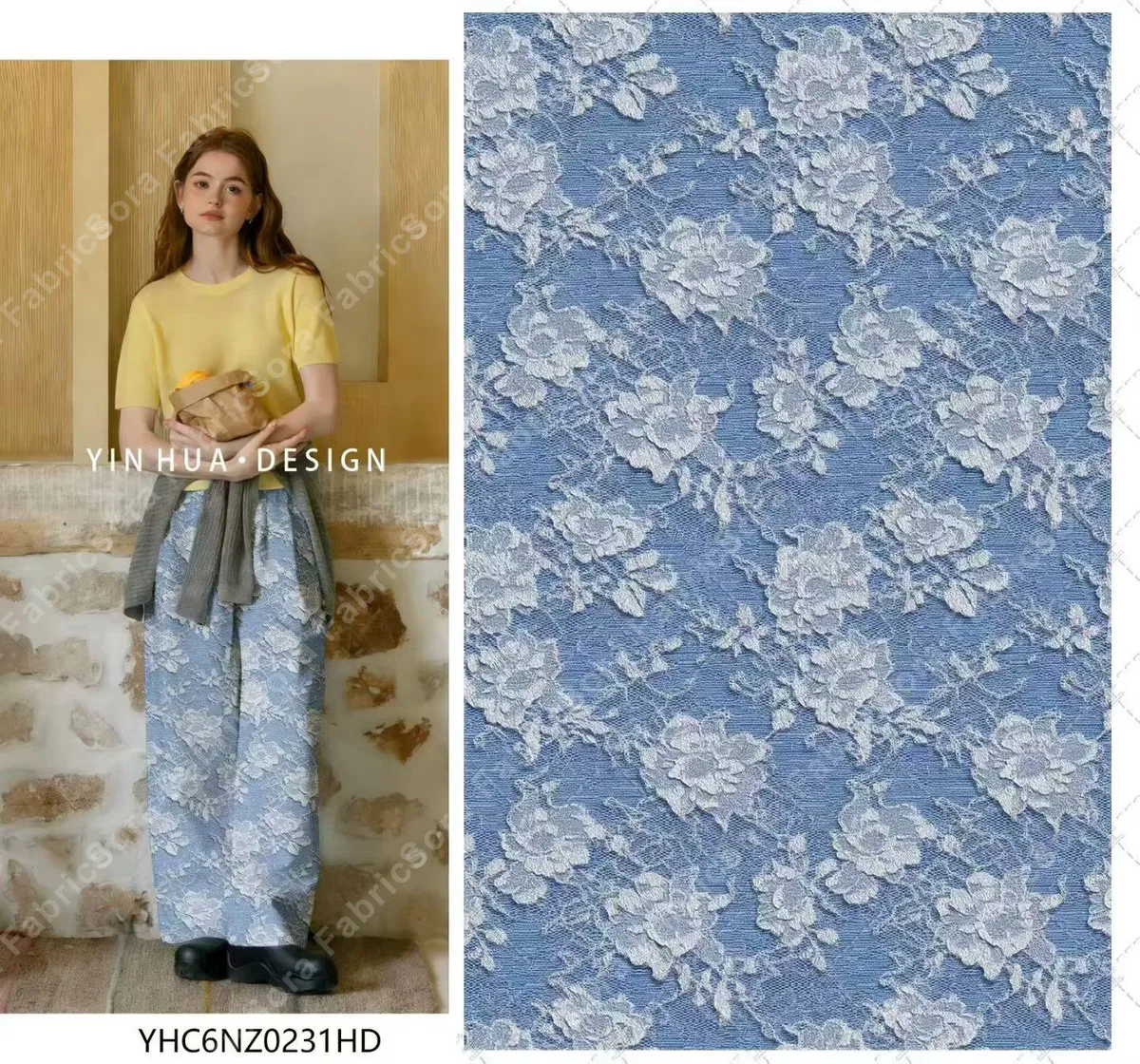 Bulk floral denim rayon for skirt and blouse