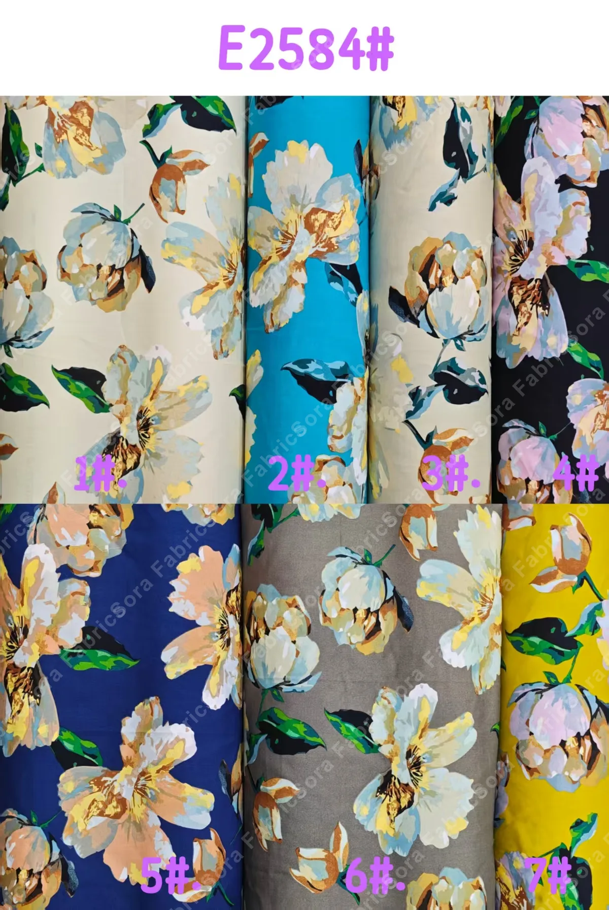 Close-up da estampa floral grande mostrando nitidez