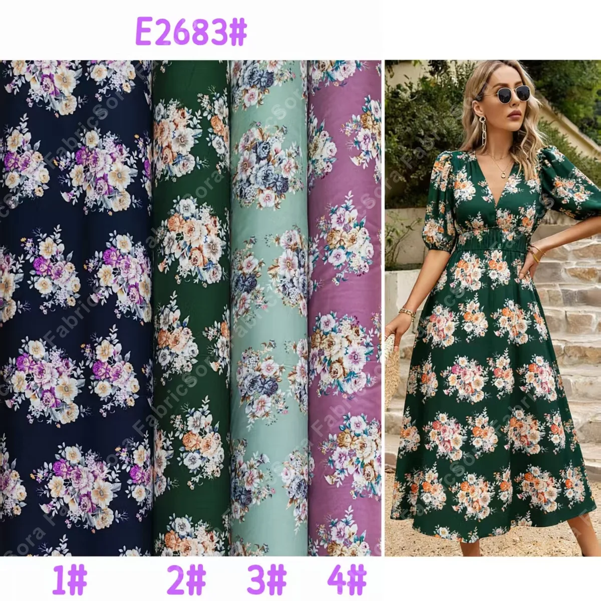 Close-up da repetição do padrão floral ampliado