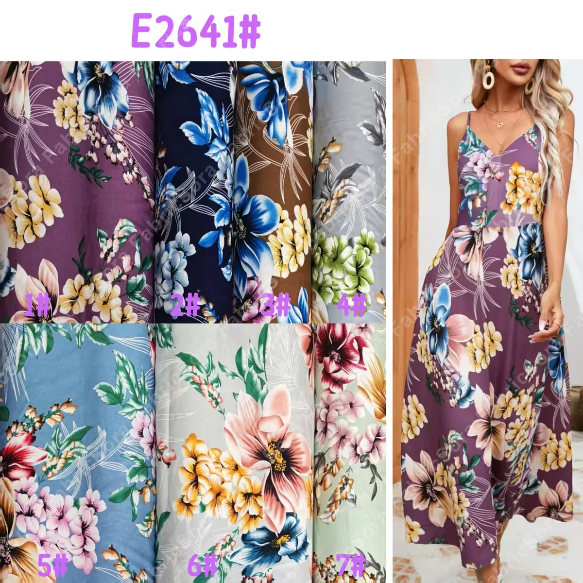 Detalhe do caimento do tecido floral grande