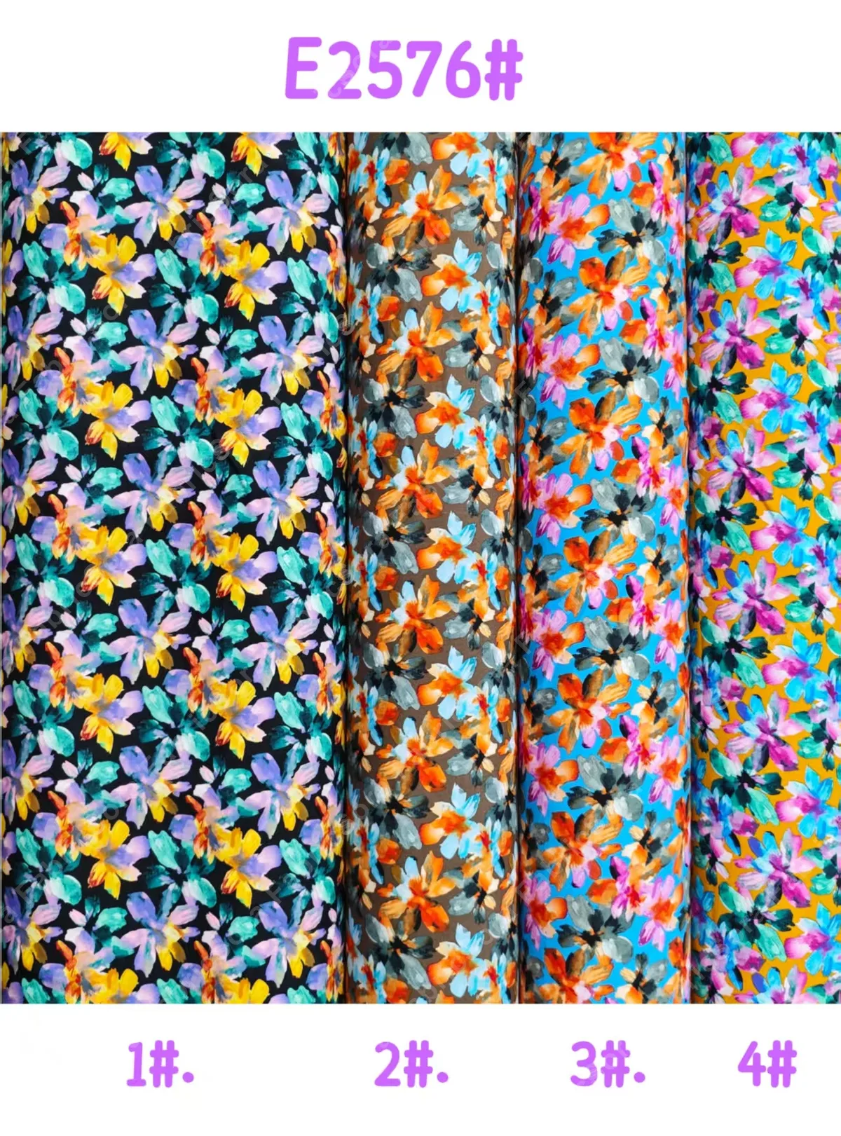 Mid-scale floral rayon fabric with warm color tones