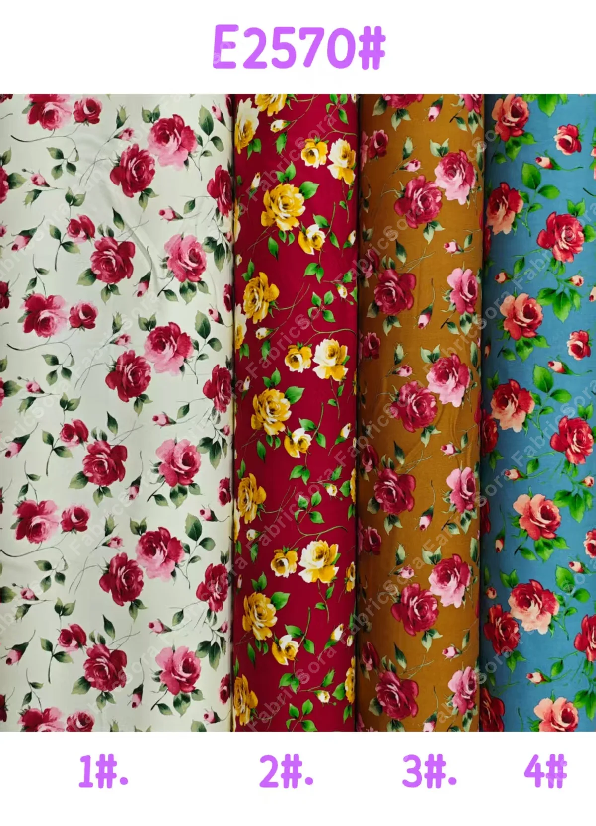 Detalle de tela rayon floral mediano