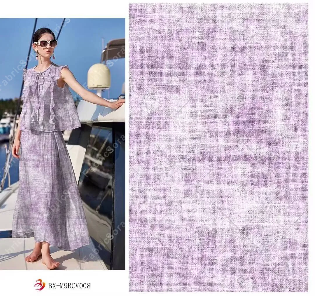 Watercolor wash rayon fabric close-up