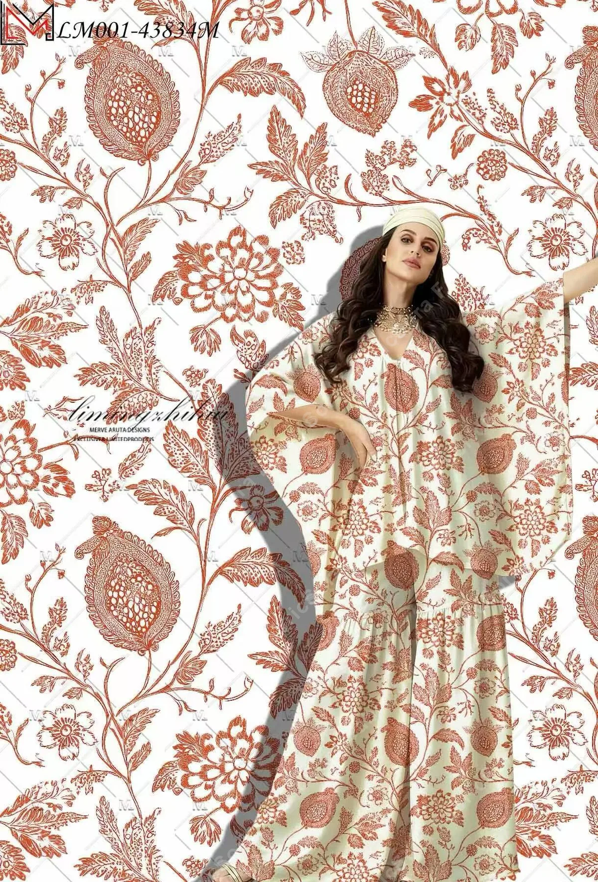 Sage green paisley rayon for kaftan