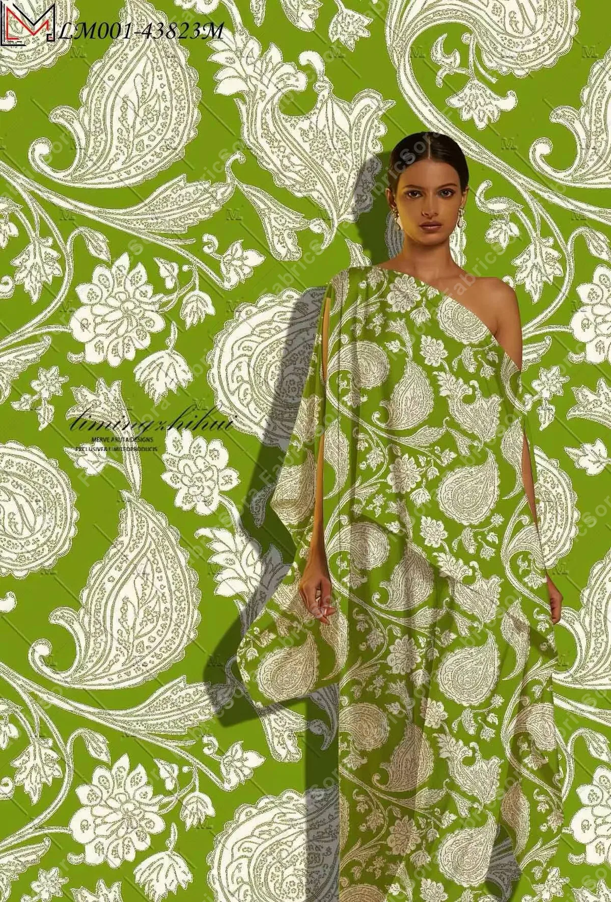 Magenta rayon with white Persian floral vines