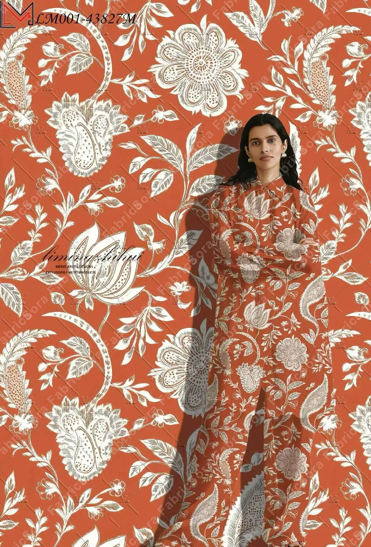 Magenta Persian bloom rayon fabric close-up