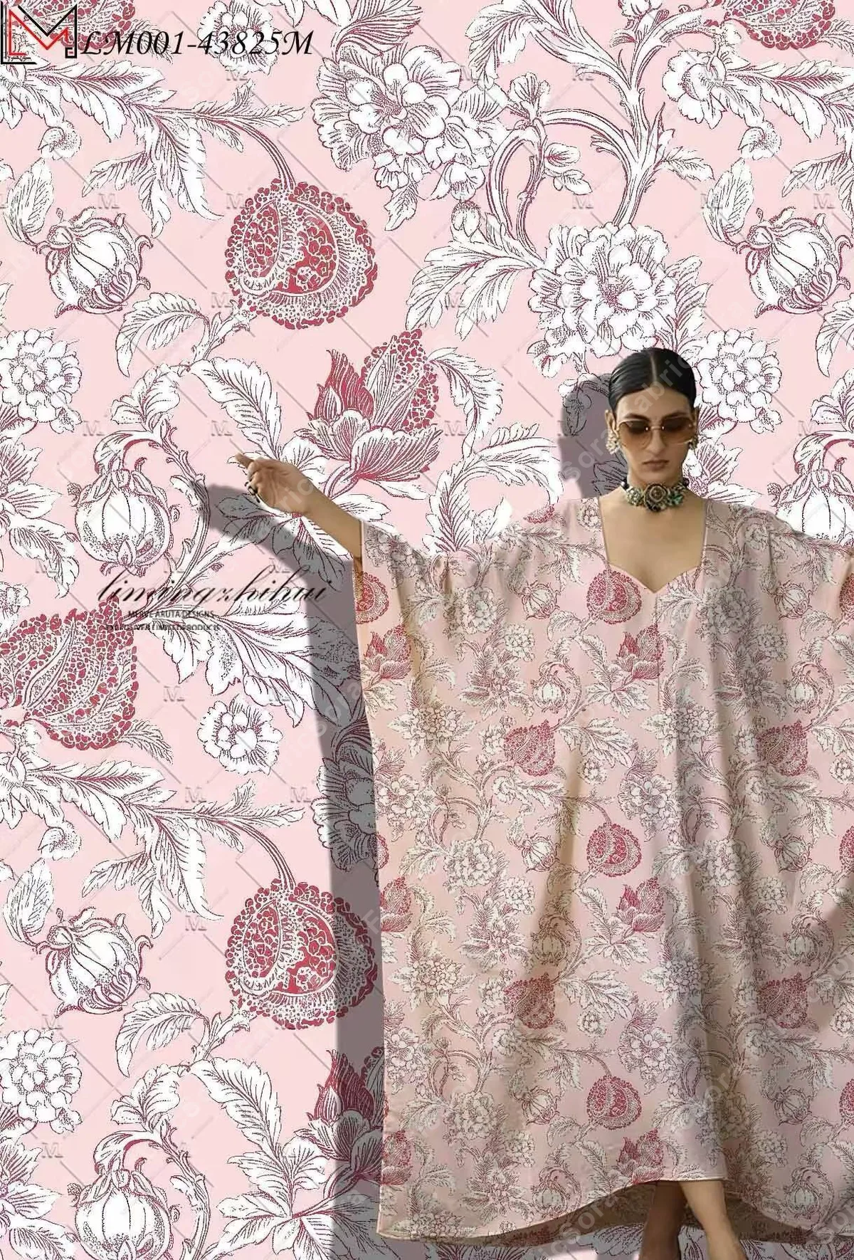 Middle East kaftan rayon fabric in magenta