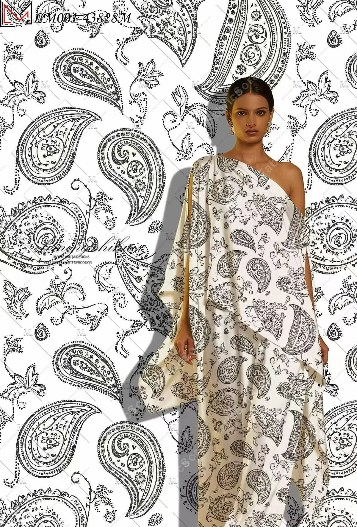 Persian vine rayon for long tunic in fuchsia