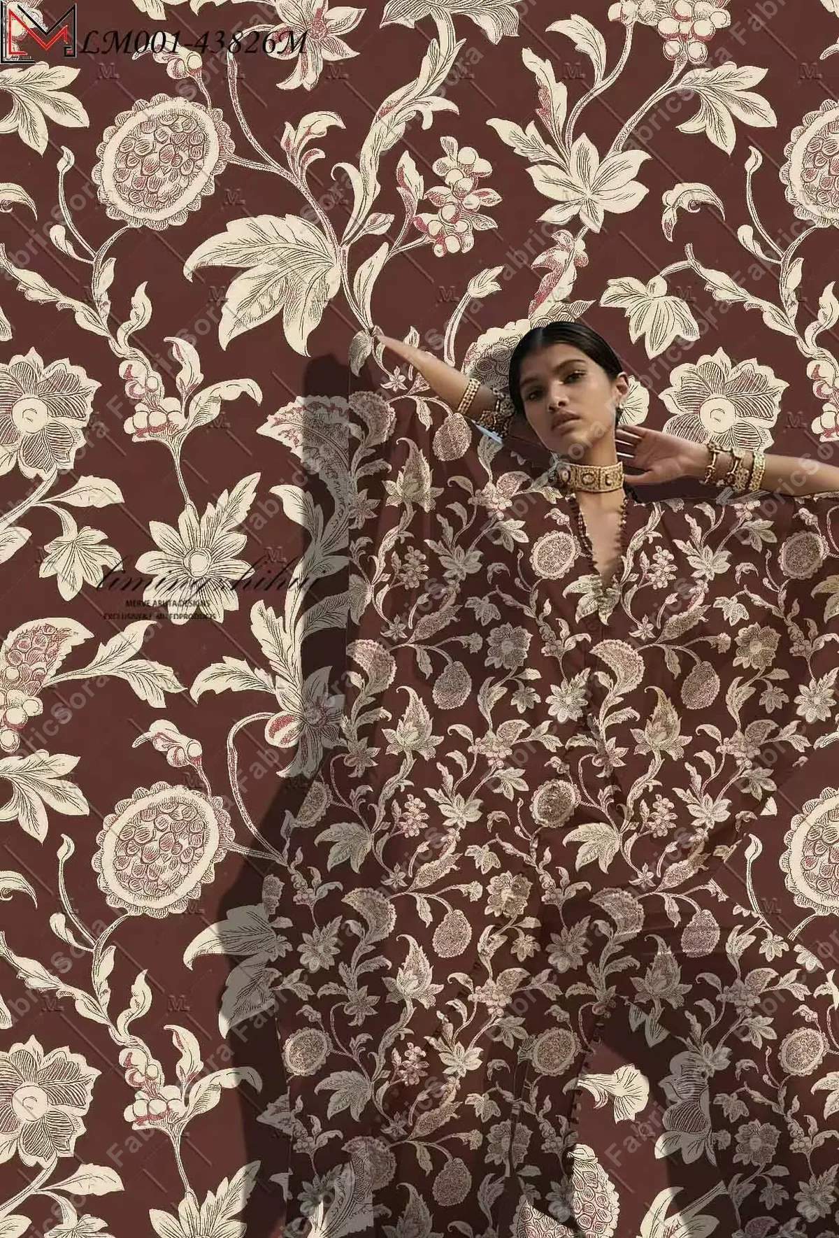 Magenta Persian print rayon for Arabic dress