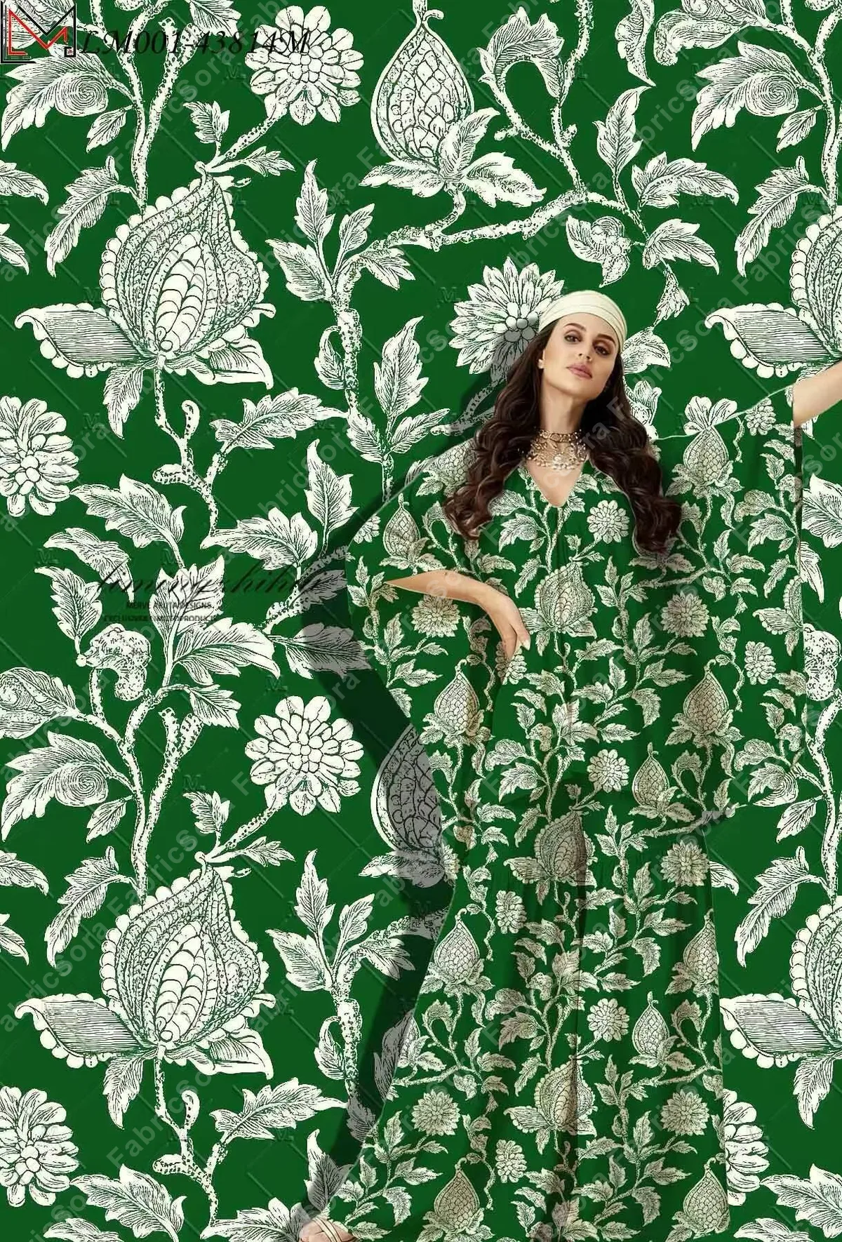 Deep violet rayon with white Persian floral vines