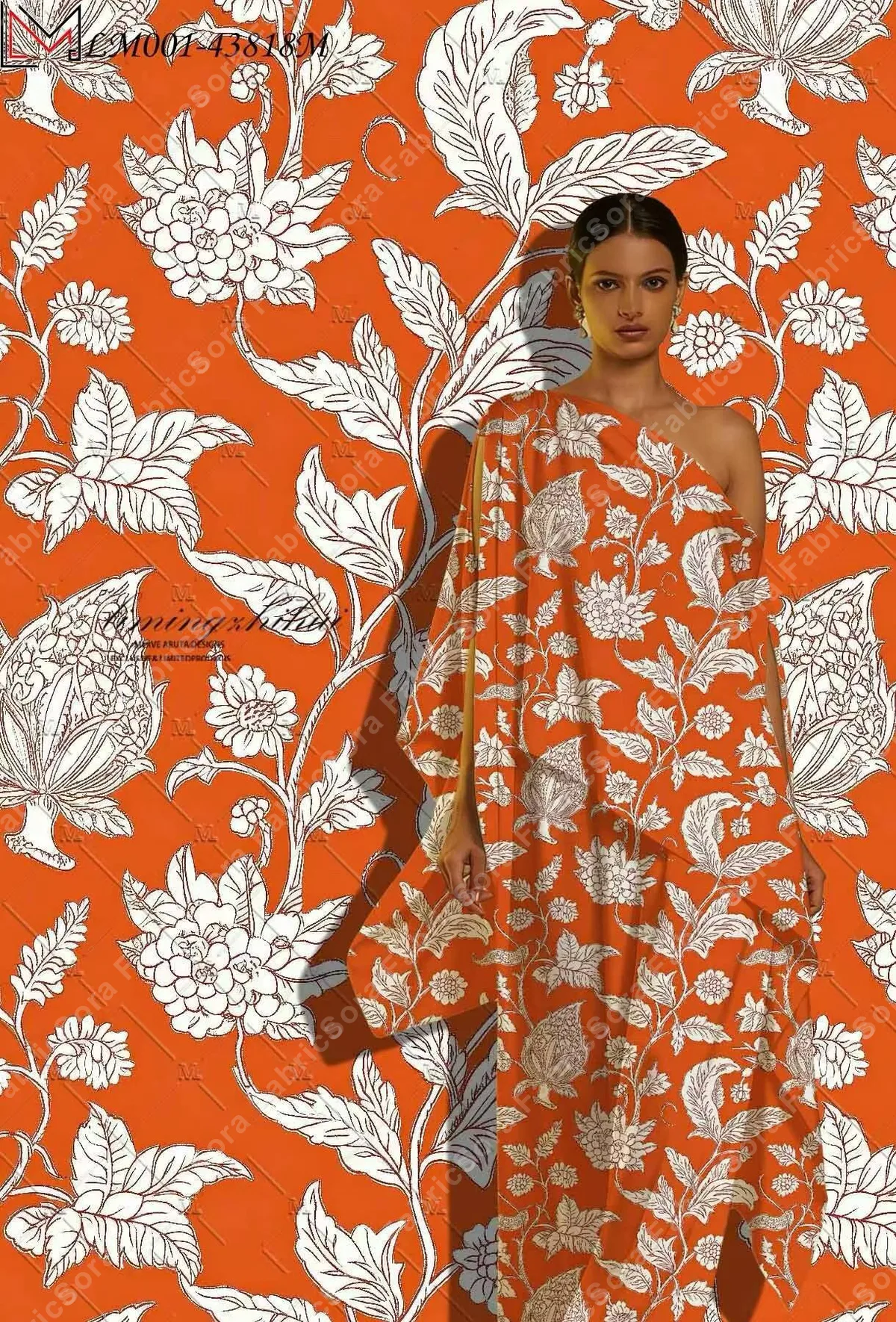 Violet Persian bloom rayon fabric close-up