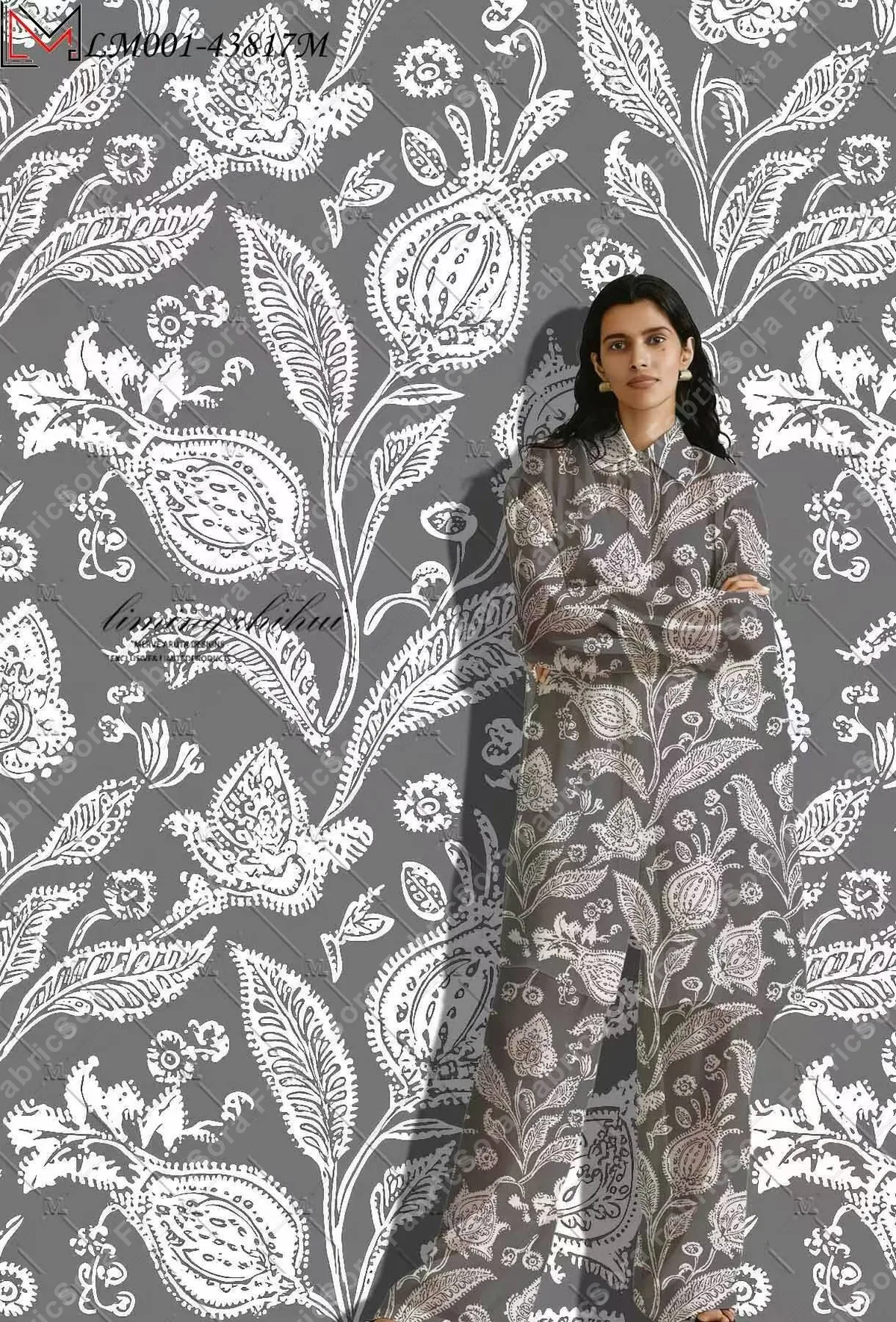 Violet Persian print rayon for Arabic dress