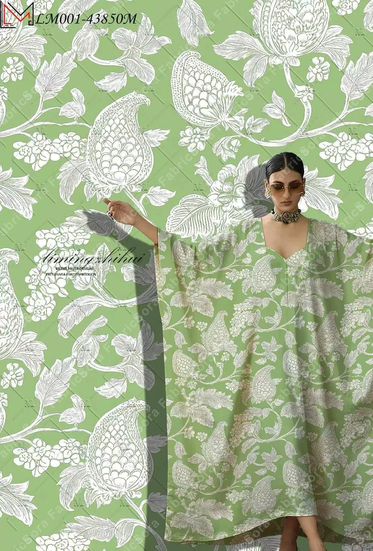 İran çiçeği rayon kumaş yakın çekim