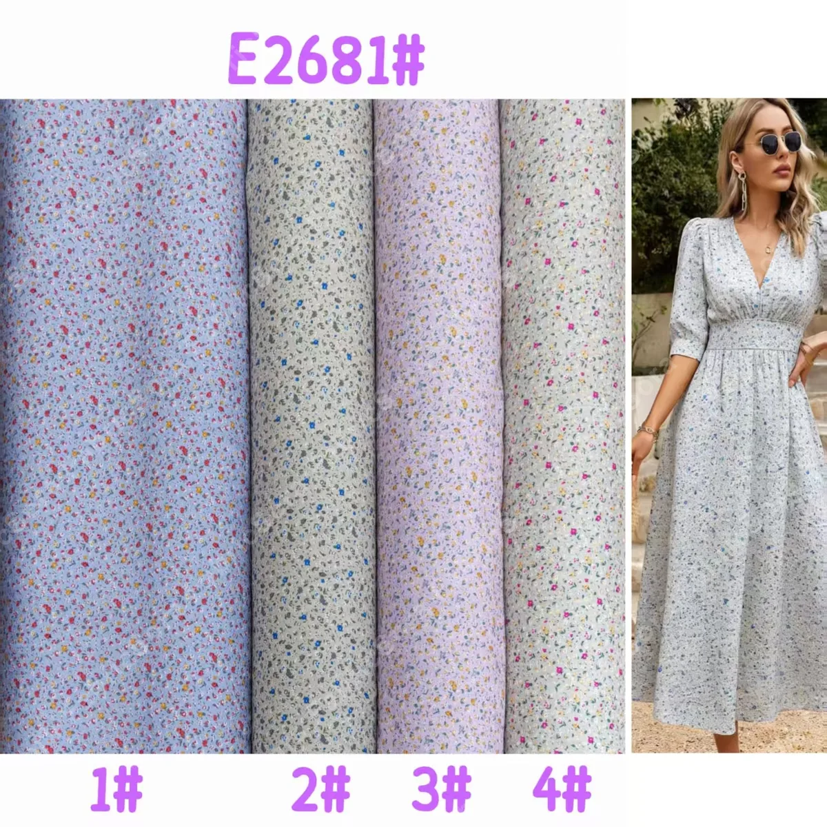 Primer plano del ditsy mostrando la nitidez del estampado