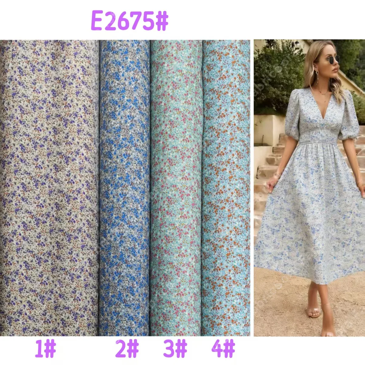 Detalle de color y textura del rayon ditsy