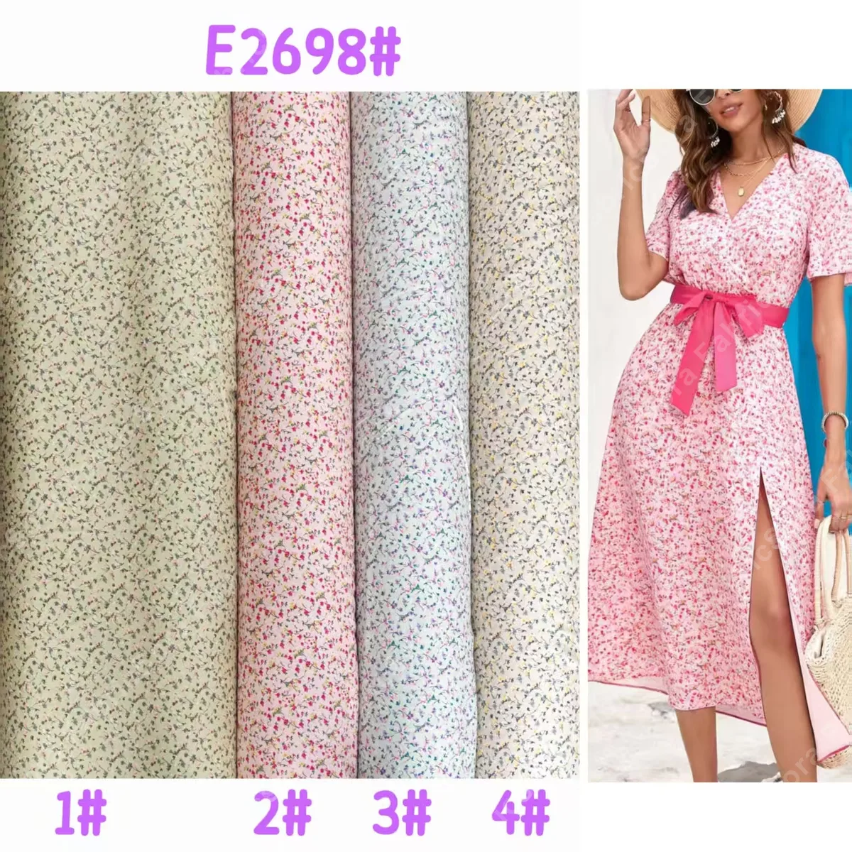 Primer plano de la repetición del patrón floral ditsy