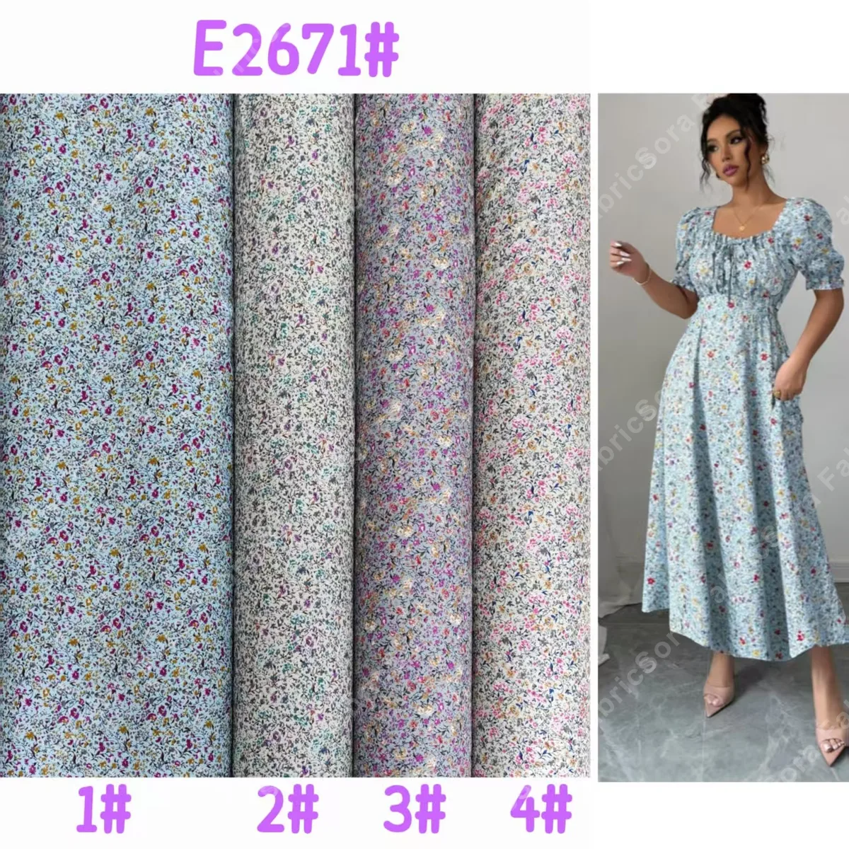 Vista de tela rayon ditsy al mayoreo