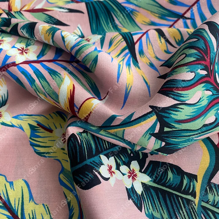 Vista em detalhe do tecido tropical palmeiras havaianas