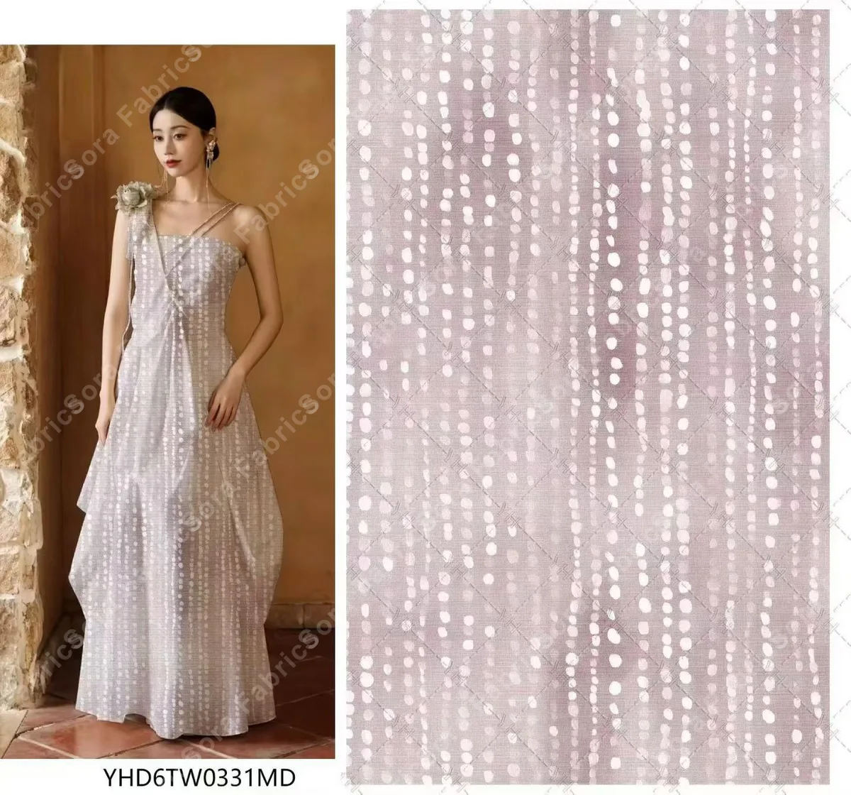 Watercolor rayon fabric with argyle ground texture