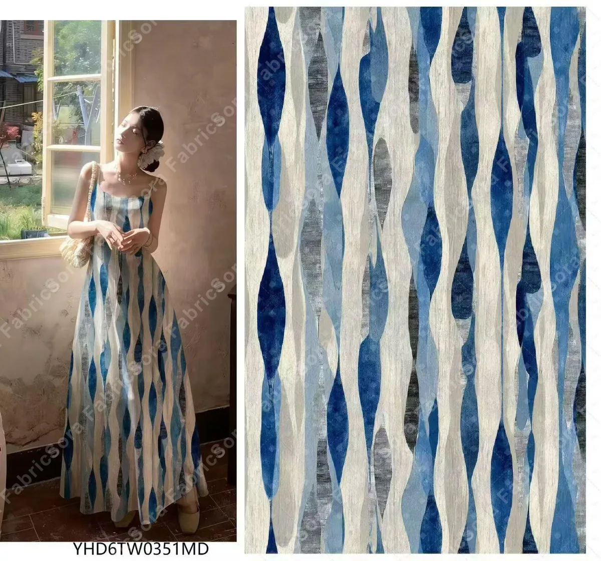 Mint green brushstroke rayon fabric for skirt