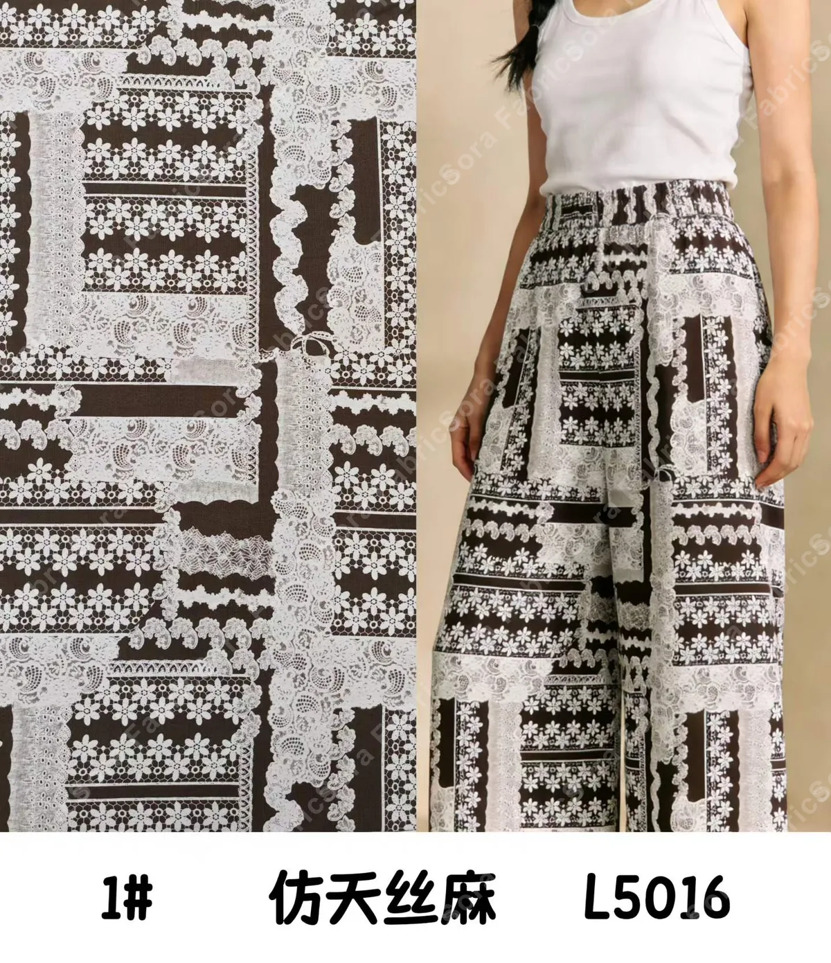 Tela tencel-linen floral folk para kimono y vestidos