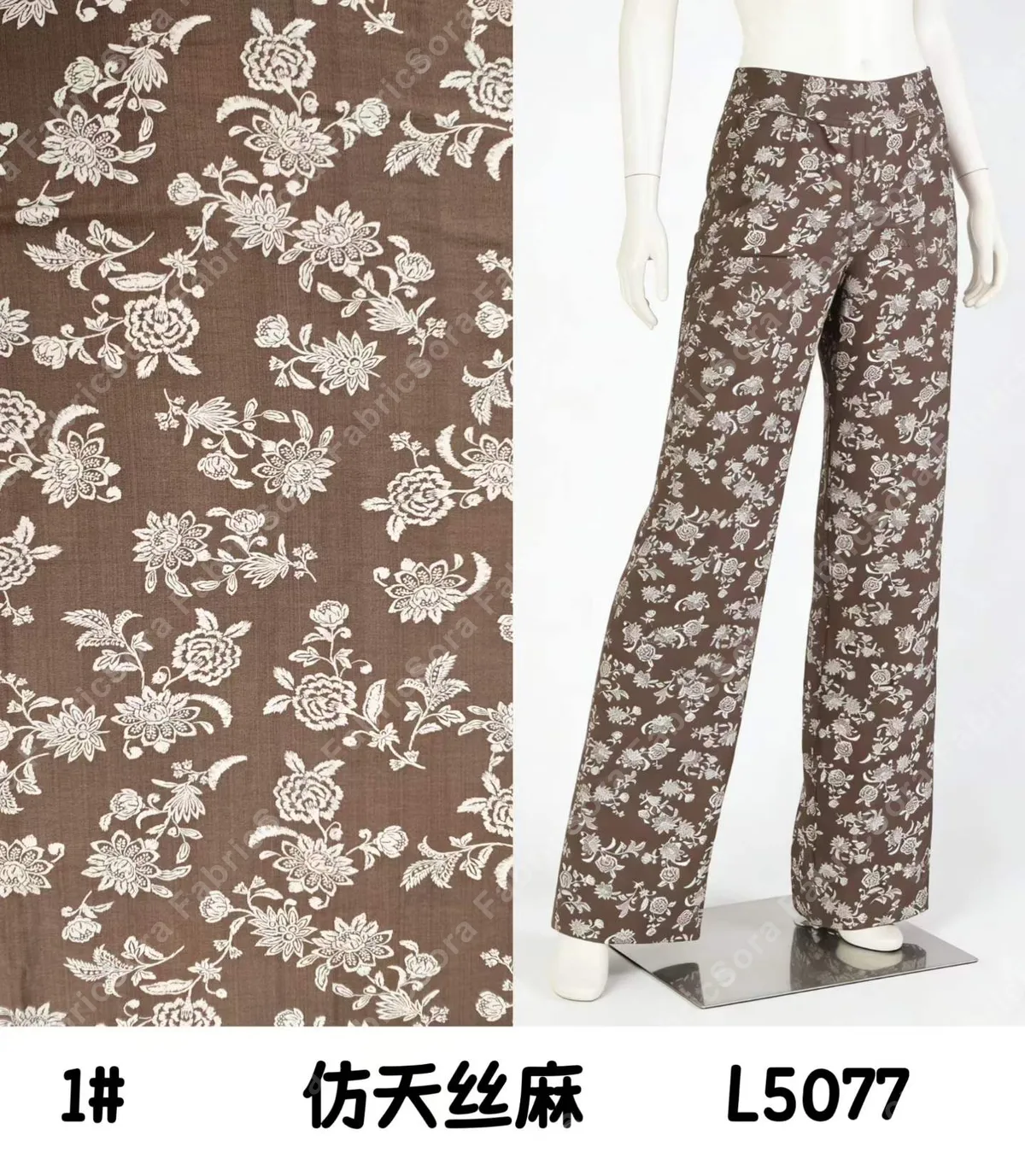 Tencel-linen blend printed fabric with natural texture