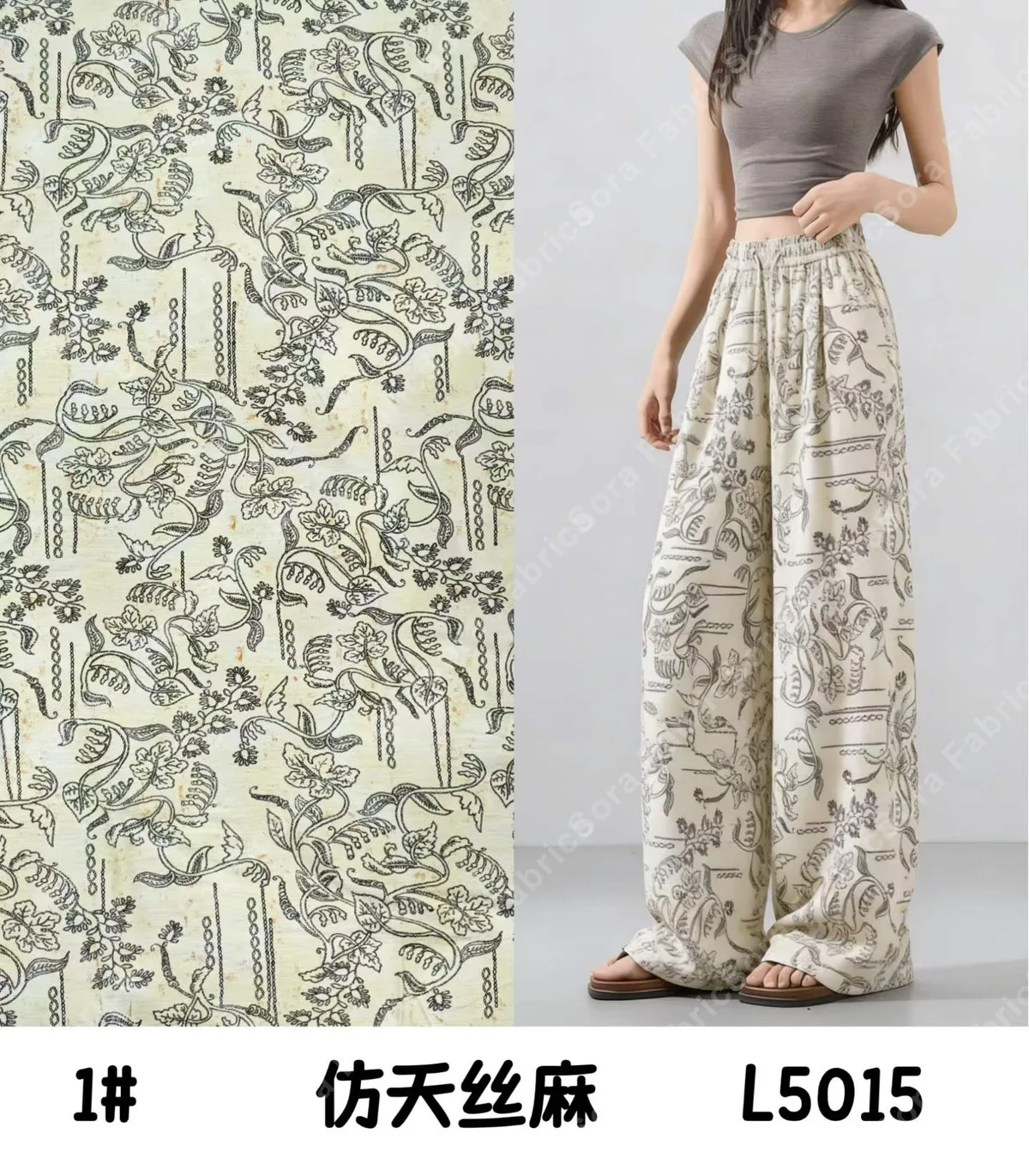 Toile stili desenli rayon-naylon karışımı kumaş